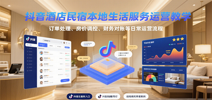 抖音酒店民宿本地生活服务运营教学，订单处理、房价调控、财务对账等日常运营流程-恒创联盟资源网