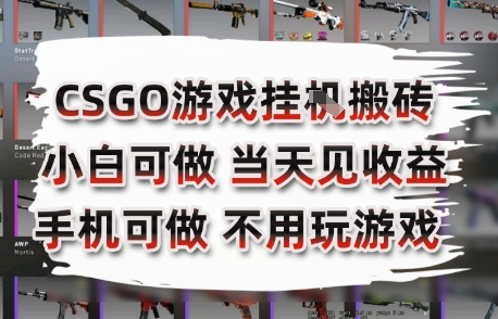 CSGO游戏挂G搬砖，小白纯手机即可操作，不用电脑打游戏，日入3张+，副业网创项目【揭秘】-恒创联盟资源网