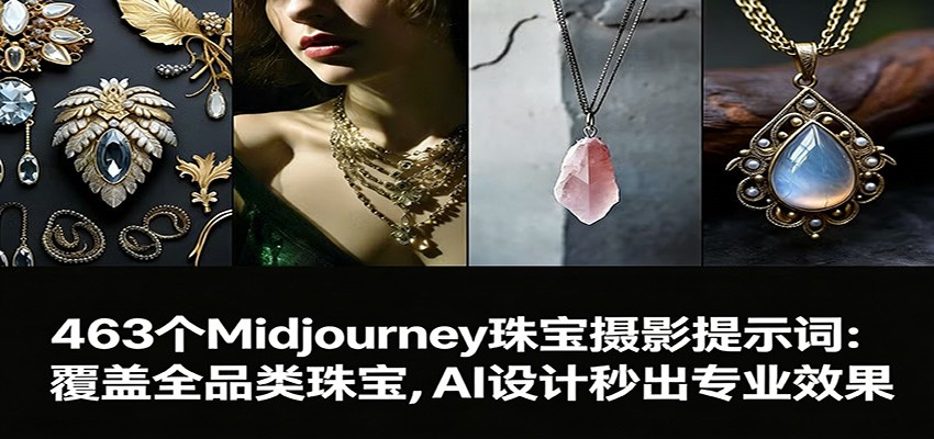 463个Midjourney珠宝摄影提示词：覆盖全品类珠宝，AI设计秒出专业效果-恒创联盟资源网