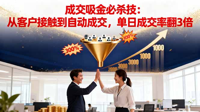 吸金成交营销必杀技：从客户接触到自动成交，单日成交率翻3倍-恒创联盟资源网