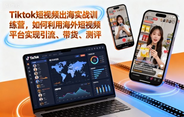 Tiktok短视频出海实战训练营，如何利用海外短视频平台实现引流、带货、测评-恒创联盟资源网