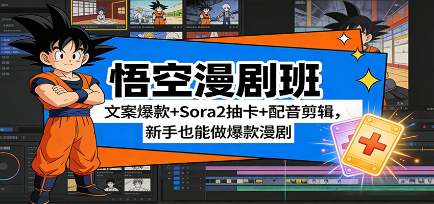 悟空漫剧班：文案爆款+Sora2抽卡+配音剪辑，新手也能做爆款漫剧-恒创联盟资源网