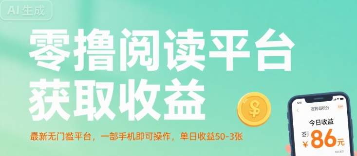 零撸阅读平台获取收益，最新无门槛平台，一部手机即可操作，单日收益50-3张【揭秘】-恒创联盟资源网