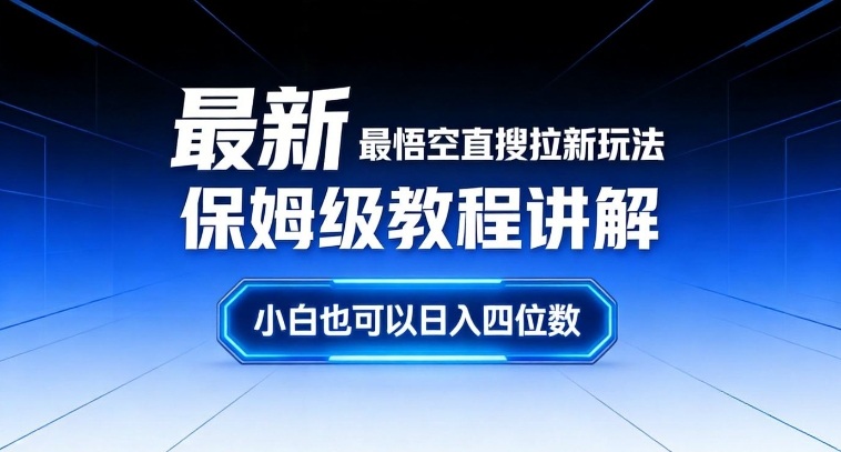 最新最悟空直搜拉新玩法保姆级教程讲解，小白也可以日入四位数-恒创联盟资源网
