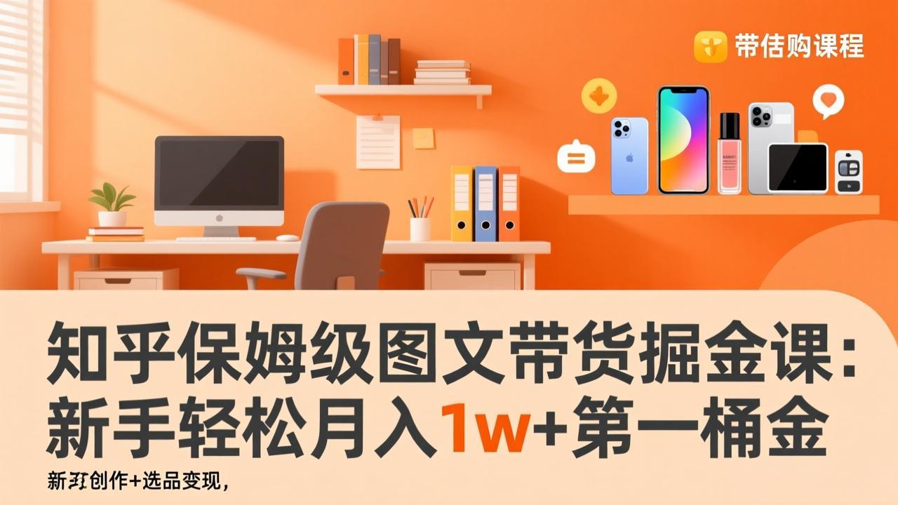 知乎保姆级图文带货掘金课：账号打造+爆文创作+选品变现，新手轻松月入1w+第一桶金-恒创联盟资源网