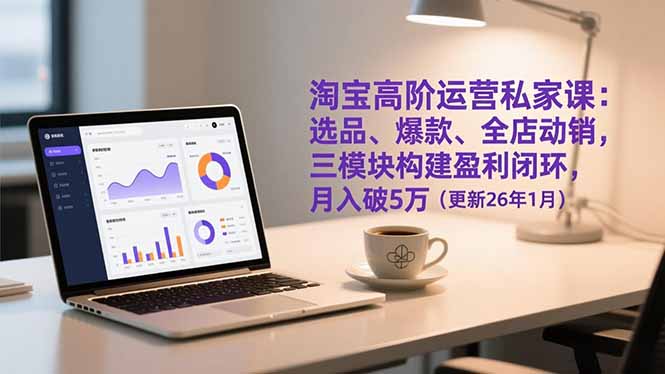 淘宝高阶运营私家课:选品、爆款、全店动销,三模块构建盈利闭环,月入破5万(更新26年1月-恒创联盟资源网