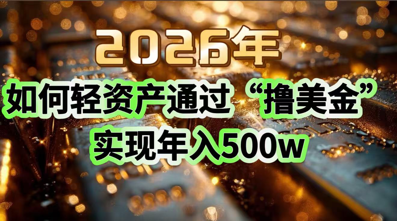 2026年如何轻资产通过“撸美金”实现年入500w-恒创联盟资源网