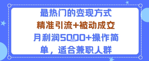 小众赛道玩法：当下最热门的变现方式，精准引流+被动成交月利润5k+操作简单，适合兼职人群-恒创联盟资源网