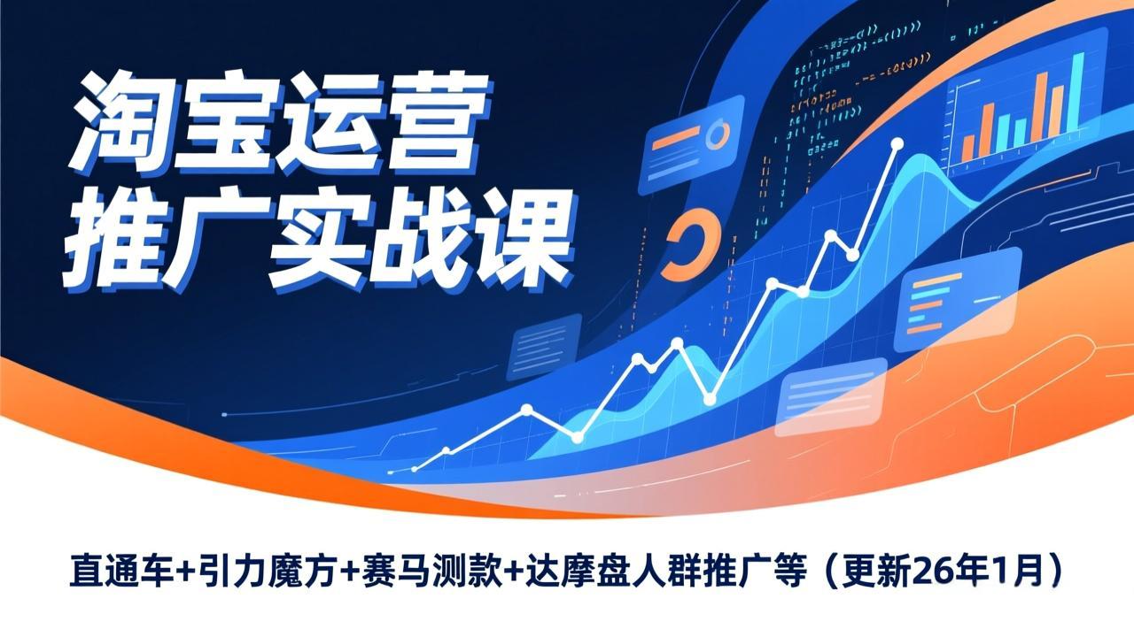 淘宝运营推广实战课，直通车+引力魔方+赛马测款+达摩盘人群推广等(更新26年1月-恒创联盟资源网