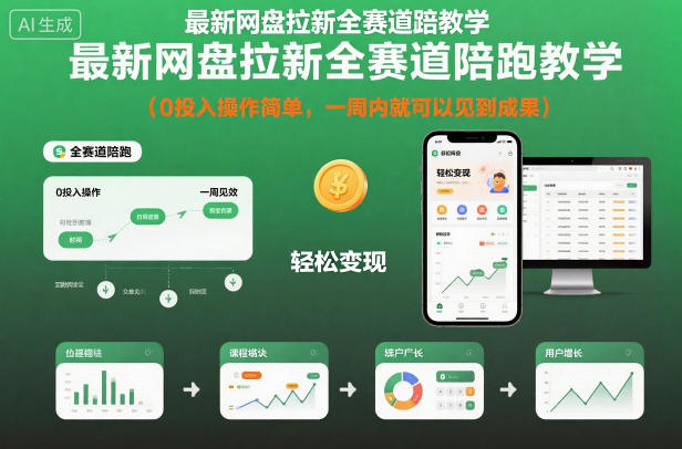 最新网盘拉新全赛道陪跑教学,0投入操作简单,一周内就可以见到成果-恒创联盟资源网
