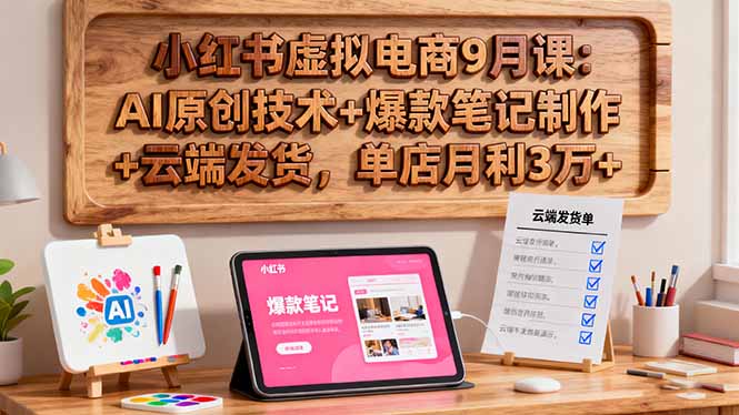 小红书虚拟电商9月课:AI原创技术+爆款笔记制作+云端发货,单店月利3万+-恒创联盟资源网