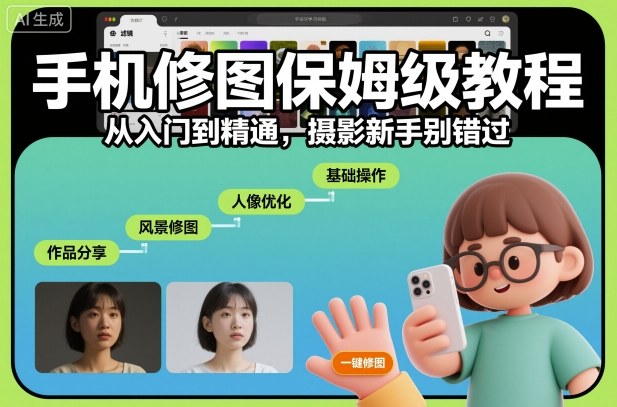 手机修图保姆级教程,从入门到精通,摄影新手别错过-恒创联盟资源网