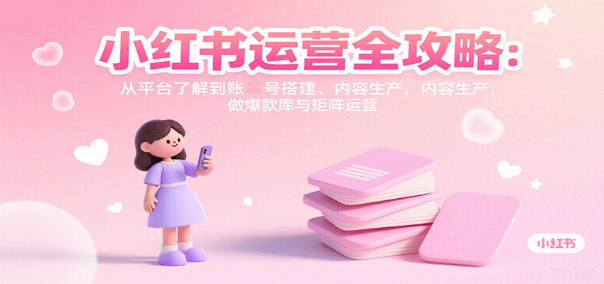 小红书运营全攻略:从平台了解到账号搭建、内容生产,做爆款库与矩阵运营-恒创联盟资源网