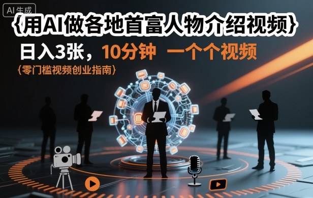 用AI做各地首富人物介绍视频,日入3张,10分钟一个视频-恒创联盟资源网