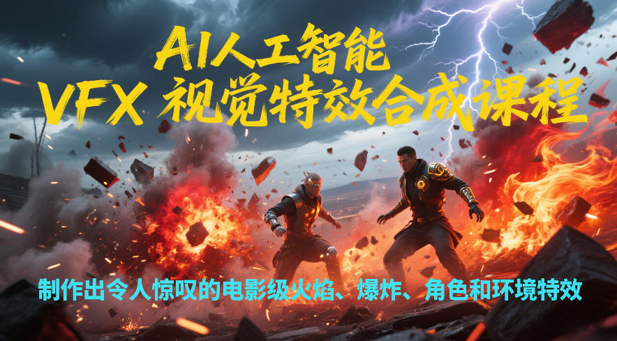 AI人工智能VFX视觉特效合成课程，制作出令人惊叹的电影级火焰、爆炸、角色和环境特效-恒创联盟资源网