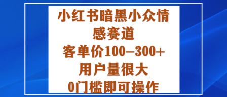 小红书暗黑小众情感赛道，客单价100-300+用户量很大，0门槛即可操作-恒创联盟资源网