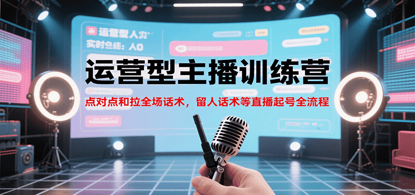 运营型主播训练营,点对点和拉全场话术,留人话术等直播起号全流程(更新7月)-恒创联盟资源网