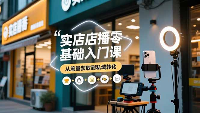 实体店播零基础入门课，实体店+短视频+直播+微信生态+私域社群，从流量获取到私域转化-恒创联盟资源网