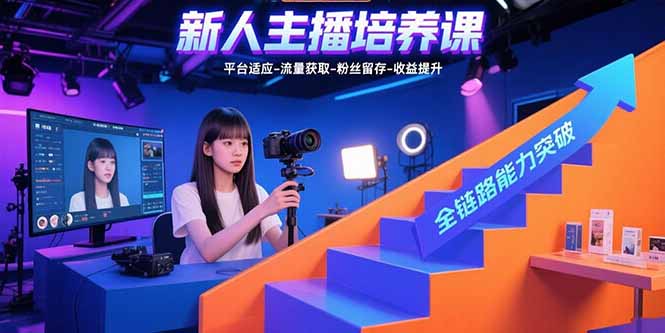 新人主播培养课：平台适应-流量获取-粉丝留存-收益提升 全链路能力突破-恒创联盟资源网