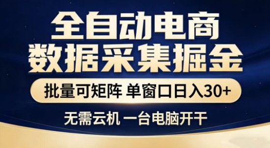独家电商数据全自动采集项目，批量可矩阵，单窗口轻松日入3张+【揭秘】-恒创联盟资源网