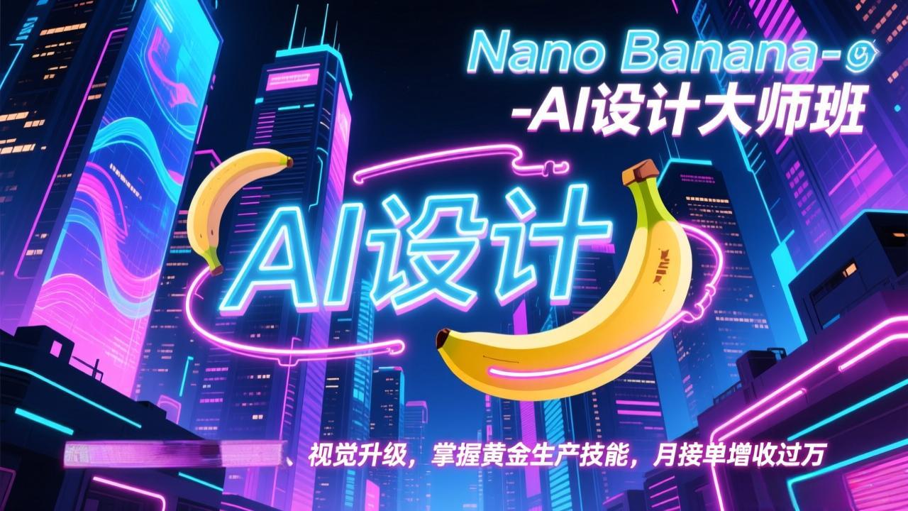 Nano Banana-AI设计大师班，修图合成、广告创作、视觉升级，掌握黄金生产技能，月接单增收过万-恒创联盟资源网