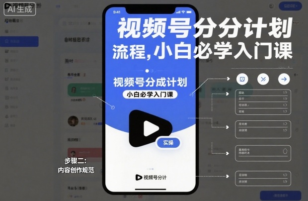 视频号分成计划实操流程，小白必学入门课-恒创联盟资源网