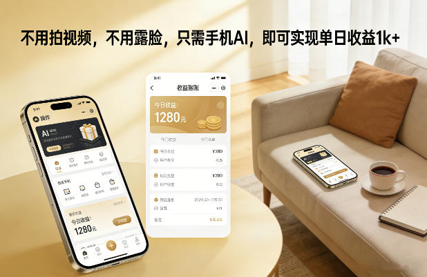 不用拍视频，不用露脸，只需手机AI，即可实现单日收益1k+【揭秘】-恒创联盟资源网