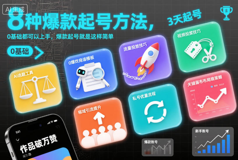 8种爆款起号方法，0基础都可以上手，爆款起号就是这样简单-恒创联盟资源网