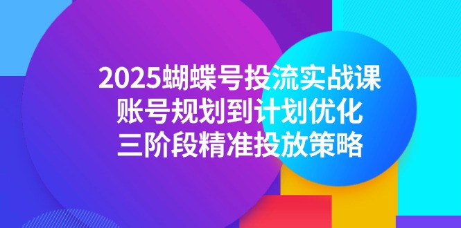2025蝴蝶号投流实战课，账号规划到计划优化，三阶段精准投放策略-恒创联盟资源网