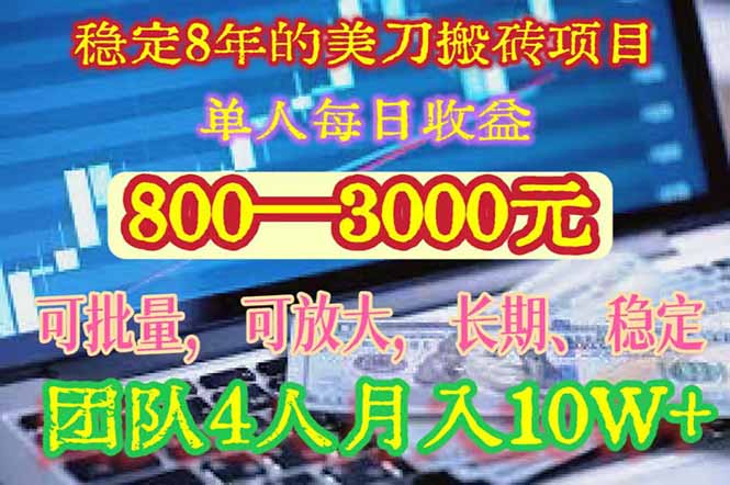 稳定8年的美刀搬砖项目,单人每日收益800—3000.团队4人月入10W+.可线下-恒创联盟资源网