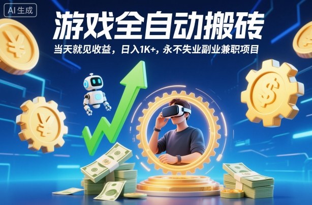 游戏全自动搬砖,当天就见收益,日入1K+,永不失业副业兼职项目【揭秘】-恒创联盟资源网