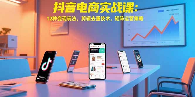 抖音电商实战课：12种变现玩法，剪辑去重技术，矩阵运营策略-恒创联盟资源网