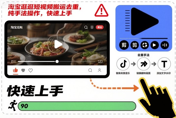 淘宝逛逛短视频搬运去重,纯手法操作,快速上手-恒创联盟资源网