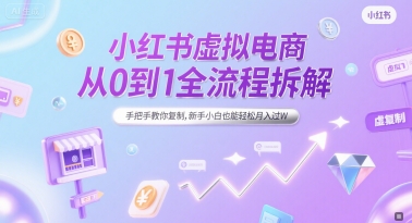 小红书虚拟电商从0到1全流程拆解，手把手教你复制，新手小白也能轻松月入过W-恒创联盟资源网