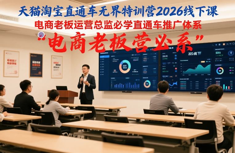 天猫淘宝直通车无界特训营2026线下课，电商老板运营总监必学直通车推广体系-恒创联盟资源网
