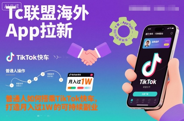 Tc联盟海外App拉新:普通人如何搭乘TikTok快车,打造月入过1W的可持续副业-恒创联盟资源网