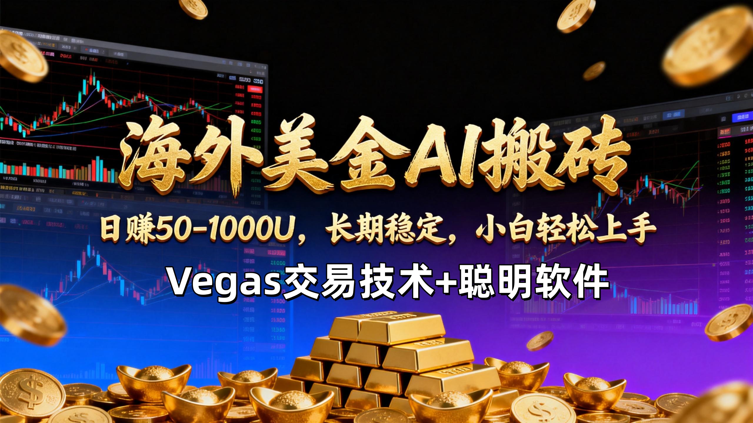 【海外美金AI搬砖】Vegas交易技术+聪明软件，日赚50-1000U，长期稳定，小白轻松上手。-恒创联盟资源网
