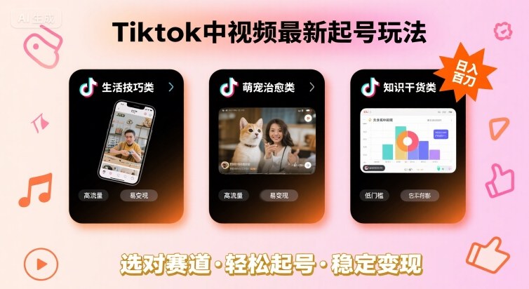 Tiktok中视频最新起号玩法,想要日入百刀,做好这几个赛道就可以了-恒创联盟资源网