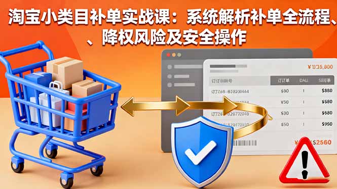 淘宝小类目补单实战课：系统解析补单全流程、降权风险及安全操作-恒创联盟资源网