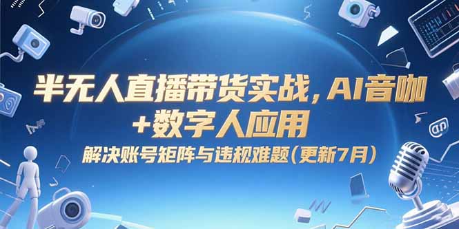 半无人直播带货实战，AI音咖+数字人应用 解决账号矩阵与违规难题(更新7月-恒创联盟资源网