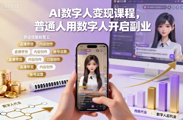 AI数字人变现课程,普通人用数字人开启副业-恒创联盟资源网