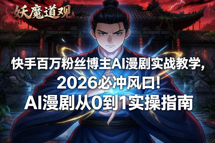 快手百万粉丝博主AI漫剧实战教学，2026必冲风口！AI漫剧从0到1实操指南-恒创联盟资源网