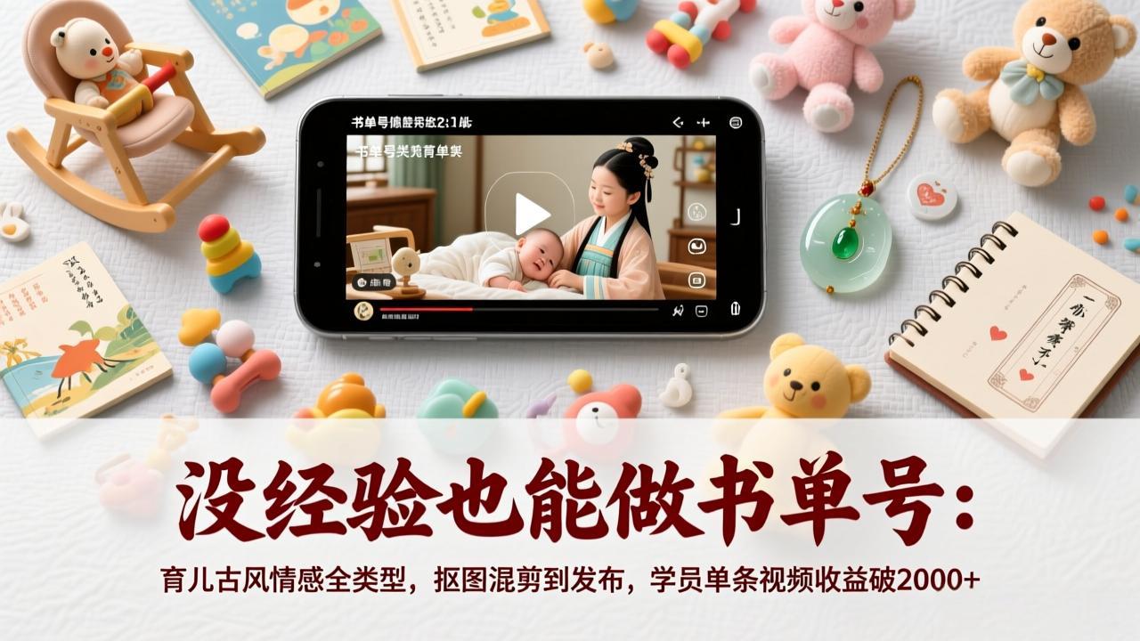 没经验也能做书单号:育儿古风情感全类型,抠图混剪到发布,学员单条视频收益破2000+-恒创联盟资源网