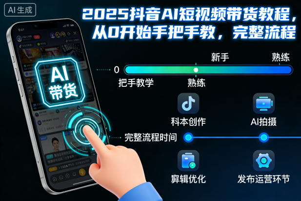 2025抖音AI短视频带货教程，从0开始手把手教，完整流程-恒创联盟资源网