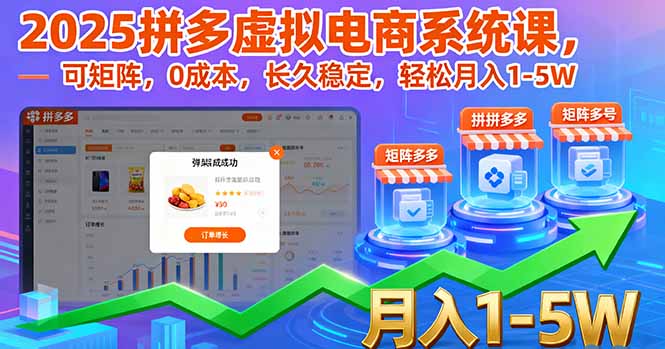 2025拼多多虚拟电商系统课,可矩阵,0成本,长久稳定,轻松月入1-5W-恒创联盟资源网