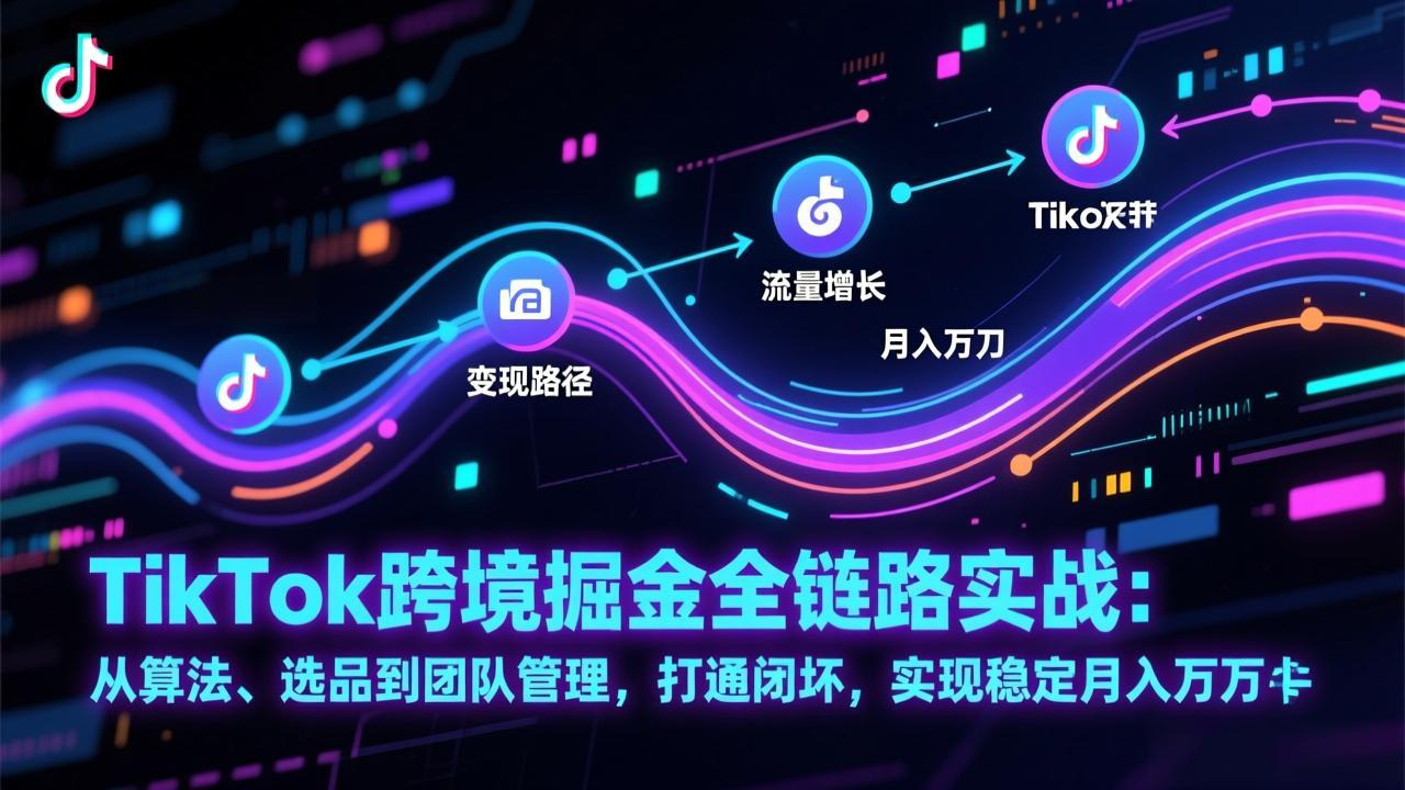 TikTok跨境掘金全链路实战：从算法、选品到团队管理，打通闭环，实现稳定月入万刀-恒创联盟资源网