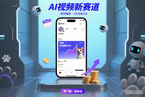 AI视频新赛道,宠物播客仅注册5天涨粉2W,收益非常可观-恒创联盟资源网