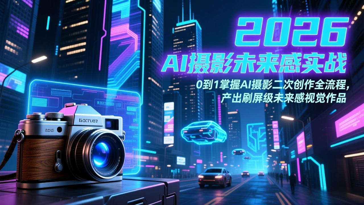 2026 AI摄影未来感实战：0到1掌握AI摄影二次创作全流程，产出刷屏级未来感视觉作品-恒创联盟资源网
