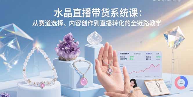 水晶直播带货系统课：从赛道选择、内容创作到直播转化的全链路教学-恒创联盟资源网