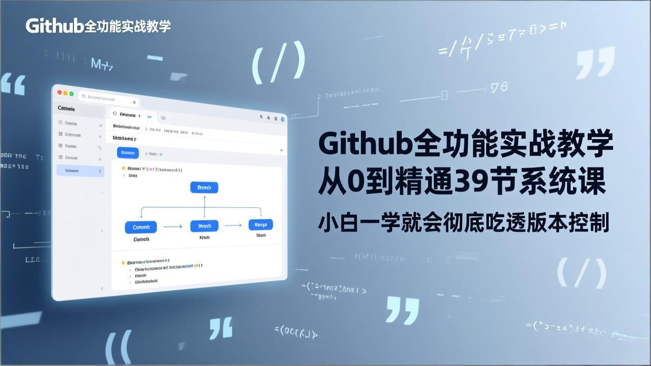 GitHub-全功能实战教学，从0到精通39节系统课，小白一学就会彻底吃透版本控制-恒创联盟资源网